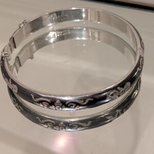 Vintage Siam Sterling Silver and Black Cuff Bracelet